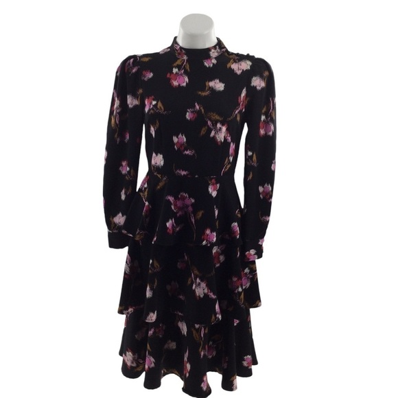 Who What Wear Floral Print A- Line Ruffle Frosted Dress - Picture 1 of 16